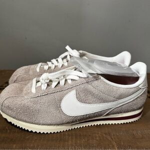 Nike Classic Cortez Suede Sneakers - Light Taupe & White 9.5